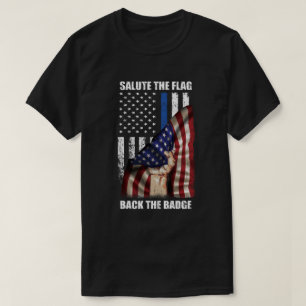 T-shirt Saluez Le Drapeau Retour Le Drapeau Badge Police M