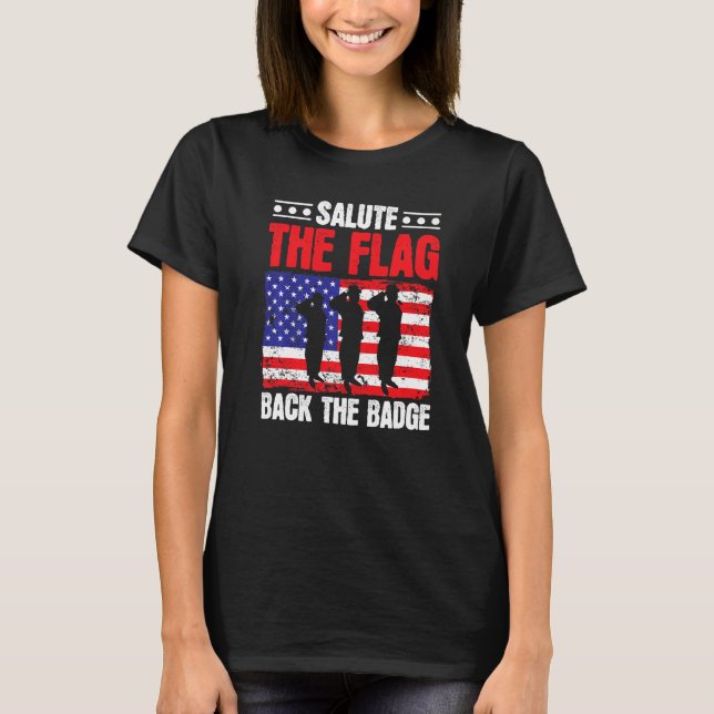 T-shirt Saluez Le Drapeau Retour L'Insigne Drapeau América (Devant)