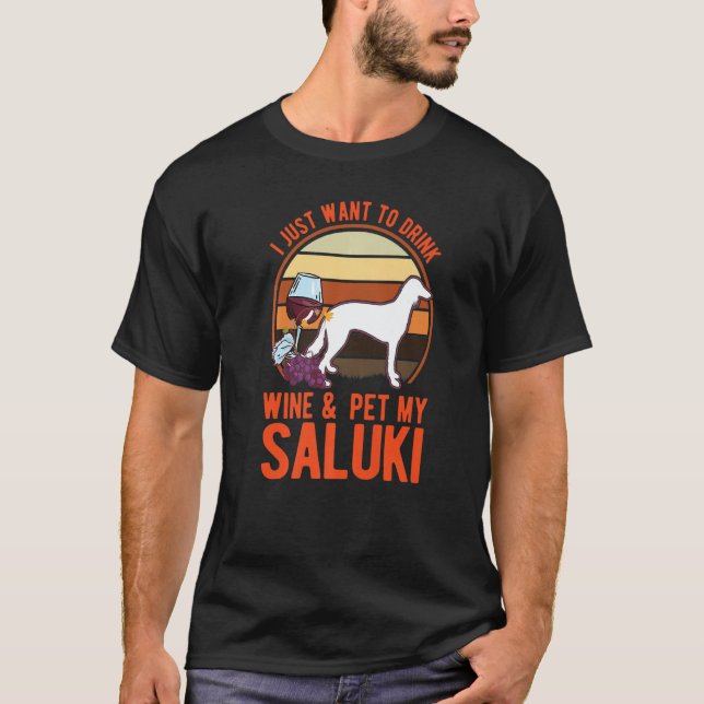 T-shirt Saluki And Wine Persian Greyhound Saluki   (Devant)