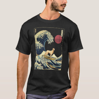 T-shirt Saluki Japonais Kanagawa Wave Surf Chien