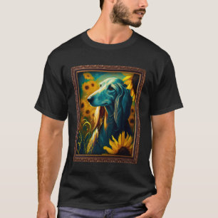 T-shirt Saluki Peinture Fleur de Tournesol Maman Femmes Fl
