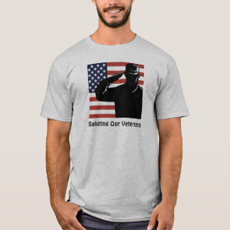 T-shirt Saluons nos anciens combattants Soldat et drapeau 