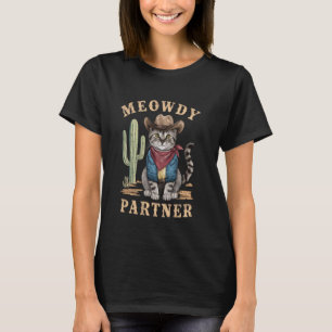 T-shirt Salut Associé Chat Cowboy Drôle Vintage