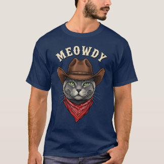 T-shirt Salut Cowboy Chat Western Drôle Cowpoke Kitty