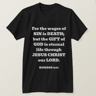 T-shirt Salut Dieu don gratuit Romains Bible Verse Noir