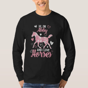T-shirt Salut, je suis Abby et j'aime les chevaux mignon M