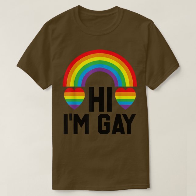 T-shirt Salut Je suis Gay pride Mois Pride Jour Fierté Cou (Design devant)