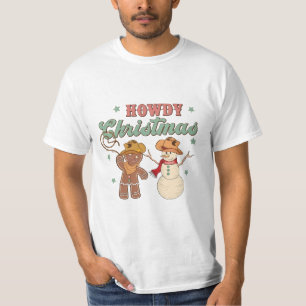 T-shirt Salut Noël Cowboy Bonhomme de Neige Western Drôle