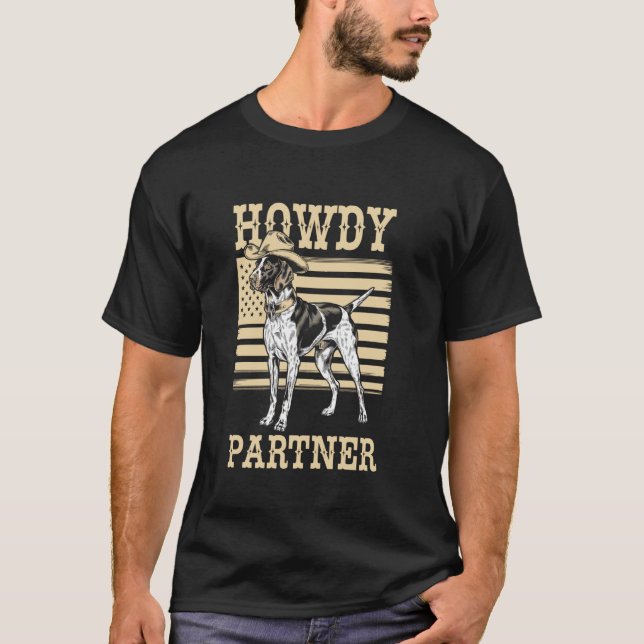 T-shirt Salut partenaire Cowboy Dog Pointer Anglais (Devant)