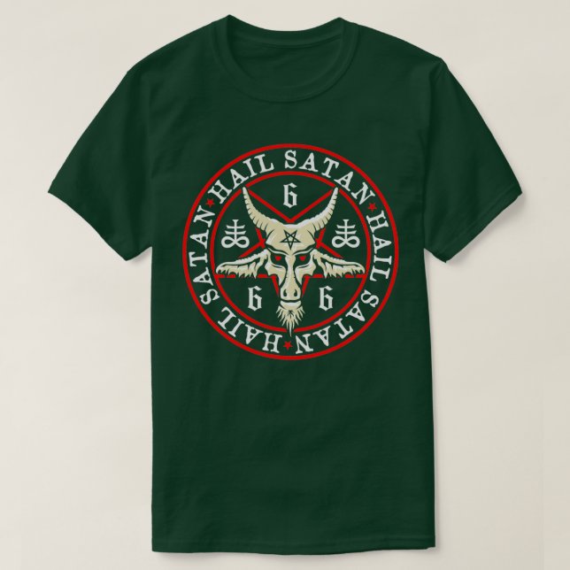 T-shirt Salut Satan Baphomet en Occulte Pentagram Inverti (Design devant)
