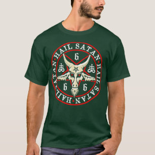 T-shirt Salut Satan Baphomet en Occulte Pentagram Inverti