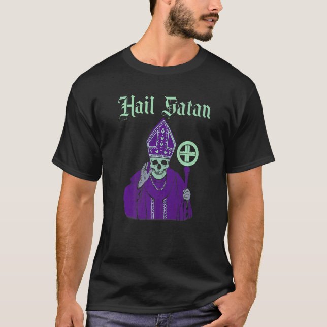T-shirt Salut Satan Satanic Vintage Horreur Eglise Diable  (Devant)