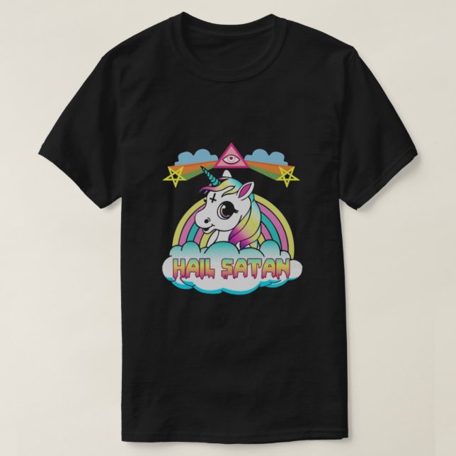 T-shirt Salut Satan Unicorn (Design devant)