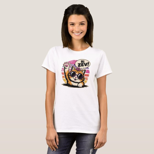 T-shirt Salut Zev Princesse Chat Drôle Rétro  (Devant entier)