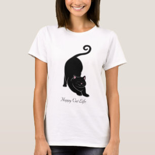 T-shirt Salutation au soleil vers le bas chat noir kitty y