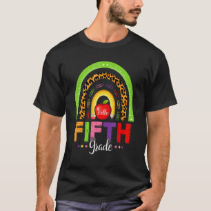 T-shirt Salutation de rentrée scolaire arc-en-ciel léopard