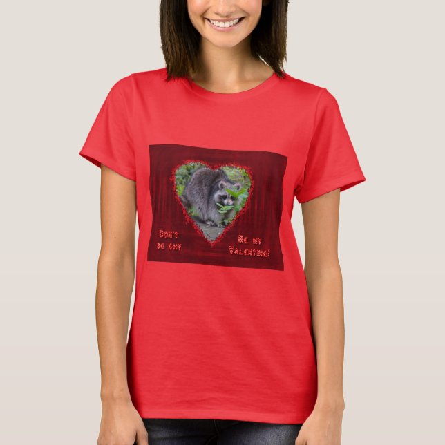 T-shirt Salutation de Saint-Valentin - raton laveur timide (Devant)