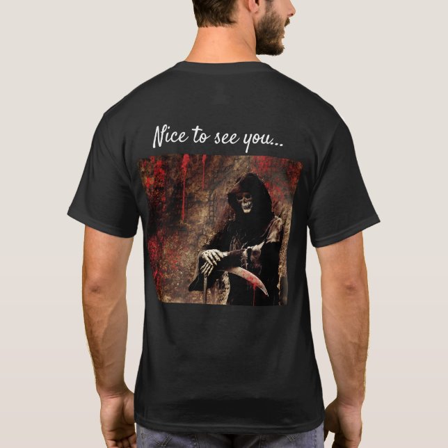 T-shirt Salutation déplaisante de faucheuse Grim (Dos)