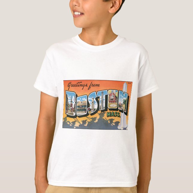 T-shirt Salutations De Boston Mass, Vintage (Devant)
