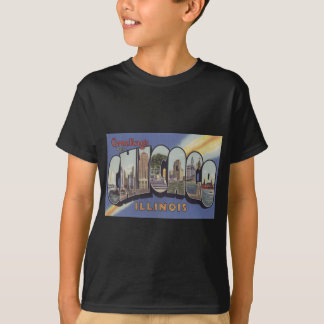 T-shirt Salutations de Chicago Grande Lettre thème vintage