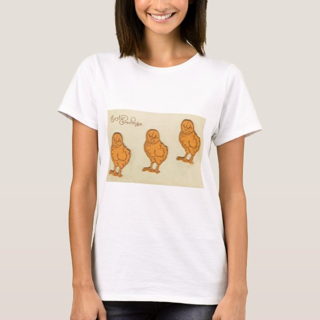 T-shirt Salutations de Pâques Chicks Beige (Devant)