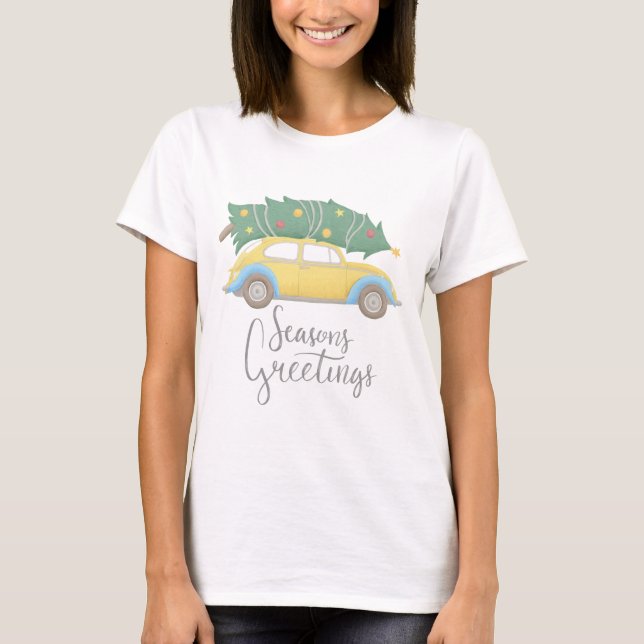 T-shirt Salutations de saison Voiture & Arbre (Devant)