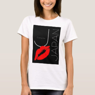 T-shirt Salutations du Japon Rouge Lipstick Kiss noir