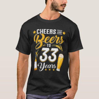 T-shirt Salutations Et Bières À 33 Ans Drôle 33E Anniversa