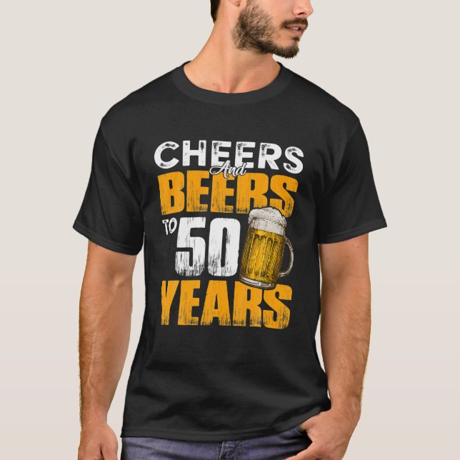T-shirt Salutations Et Bières À 50 Ans Anniversaire Drôle (Devant)