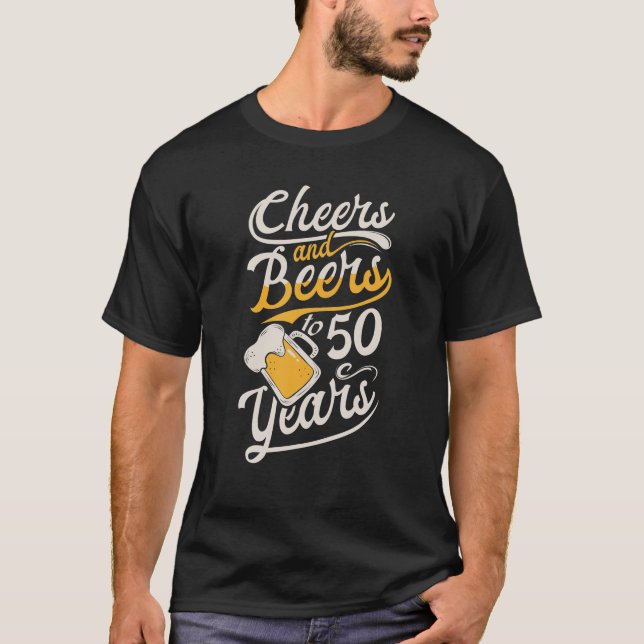 T-shirt Salutations Et Bières À 50 Ans Joyeux Anniversaire (Devant)
