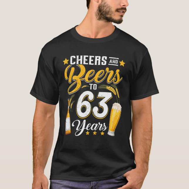 T-shirt Salutations Et Bières À 63 Ans Drôle 63E Anniversa (Devant)