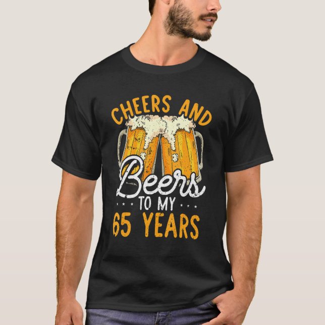 T-shirt Salutations Et Bières À 65 Ans 65E Anniversaire Po (Devant)