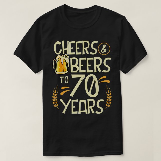 T-shirt Salutations Et Bières À 70 Ans 70ème Anniversaire  (Design devant)