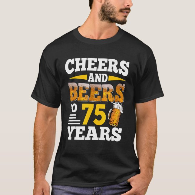 T-shirt Salutations Et Bières À 75 Ans 75E Anniversaire Bi (Devant)