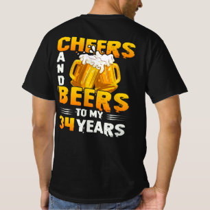 T-shirt Salutations Et Bières À Mes 34 Ans 34e Cadeau