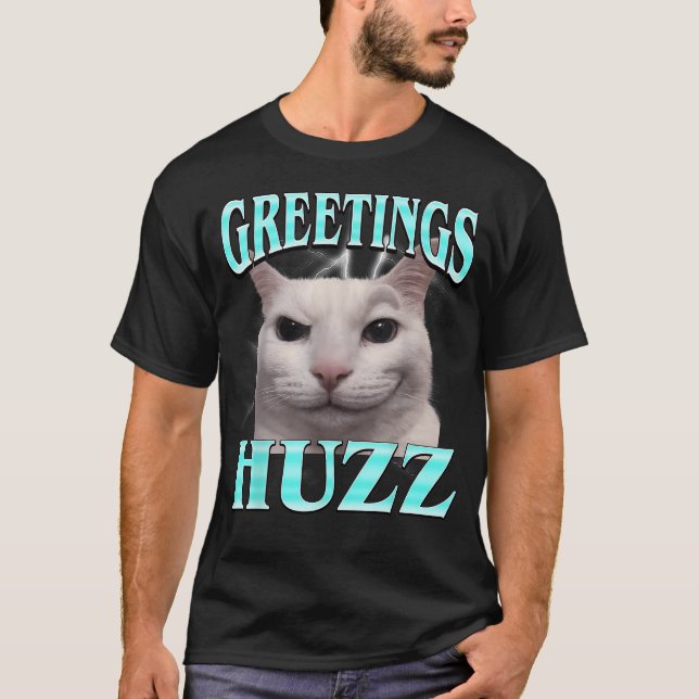 T-shirt Salutations Huzz Chat Drôle Drôle Chat (Devant)