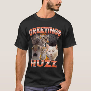 T-shirt Salutations Huzz Drôle de Chat Mème Dérangé Bootle