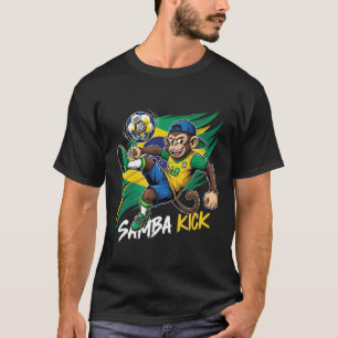 T-shirt Samba Kick - Monkey Soccer Brésil Drapeau