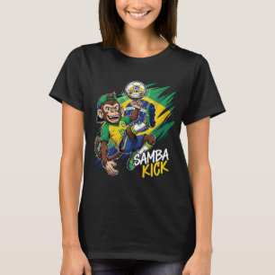 T-shirt Samba Kick - Monkey Soccer Brésil Drapeau