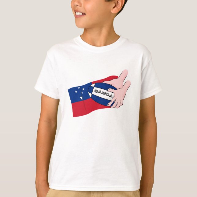T-shirt Samoa Flag Rugby Ball Pass Cartoon (Devant)