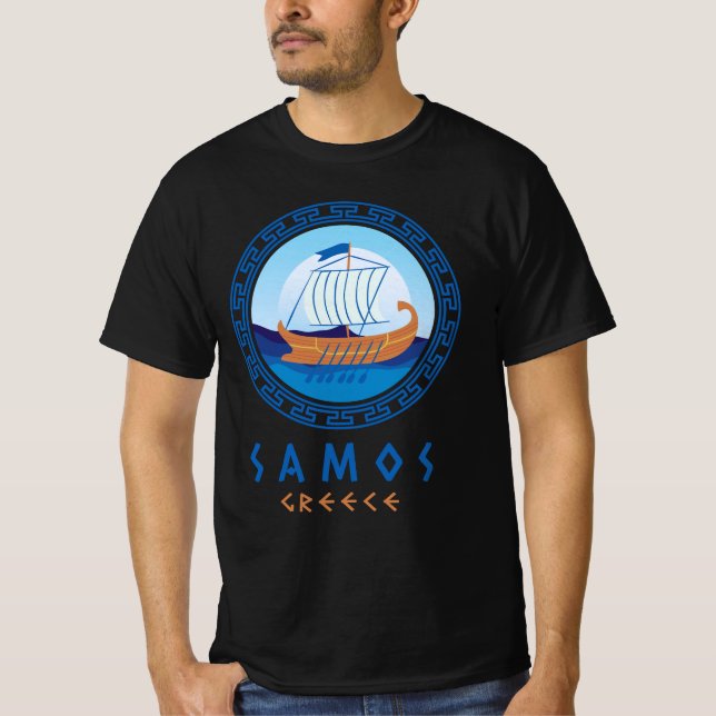 T-shirt Samos, Grèce Greek Ship Design Hommes (Devant)