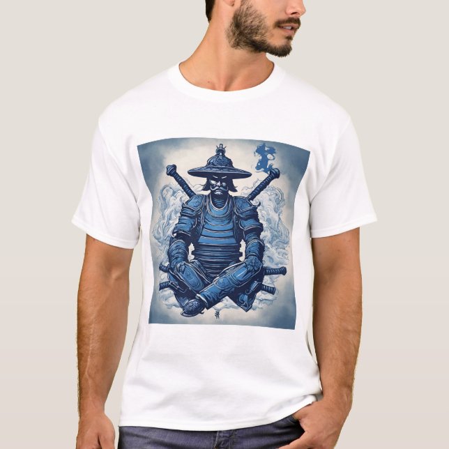 T-shirt samouraï bleu ancre (Devant)