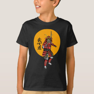T-shirt Samouraï blindé rétro avec Katana