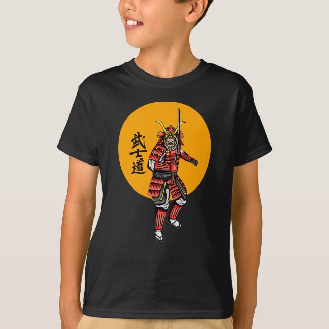 T-shirt Samouraï blindé rétro avec Katana (Devant)