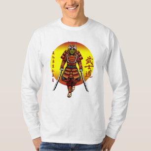 T-shirt Samouraï blindé rétro cool avec 2 Katanas