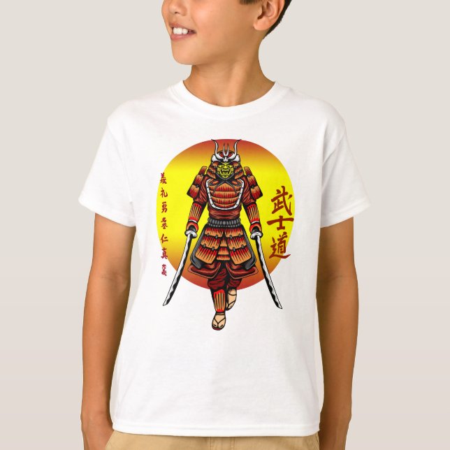 T-shirt Samouraï blindé rétro cool avec 2 Katanas (Devant)