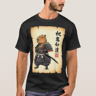 T-shirt Samouraï Capybara Art Japonais Graphique Vintage D