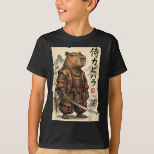 T-shirt Samouraï Capybara Art Japonais Graphique Vintage D