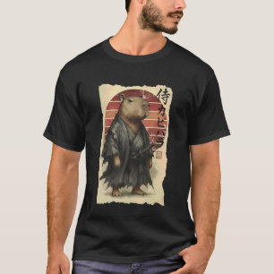 T-shirt Samouraï Capybara Graphique de coucher de soleil v