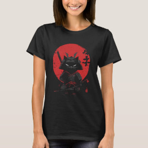 T-shirt Samouraï Chat Drôle Mignon Kawaii Animal Japonais